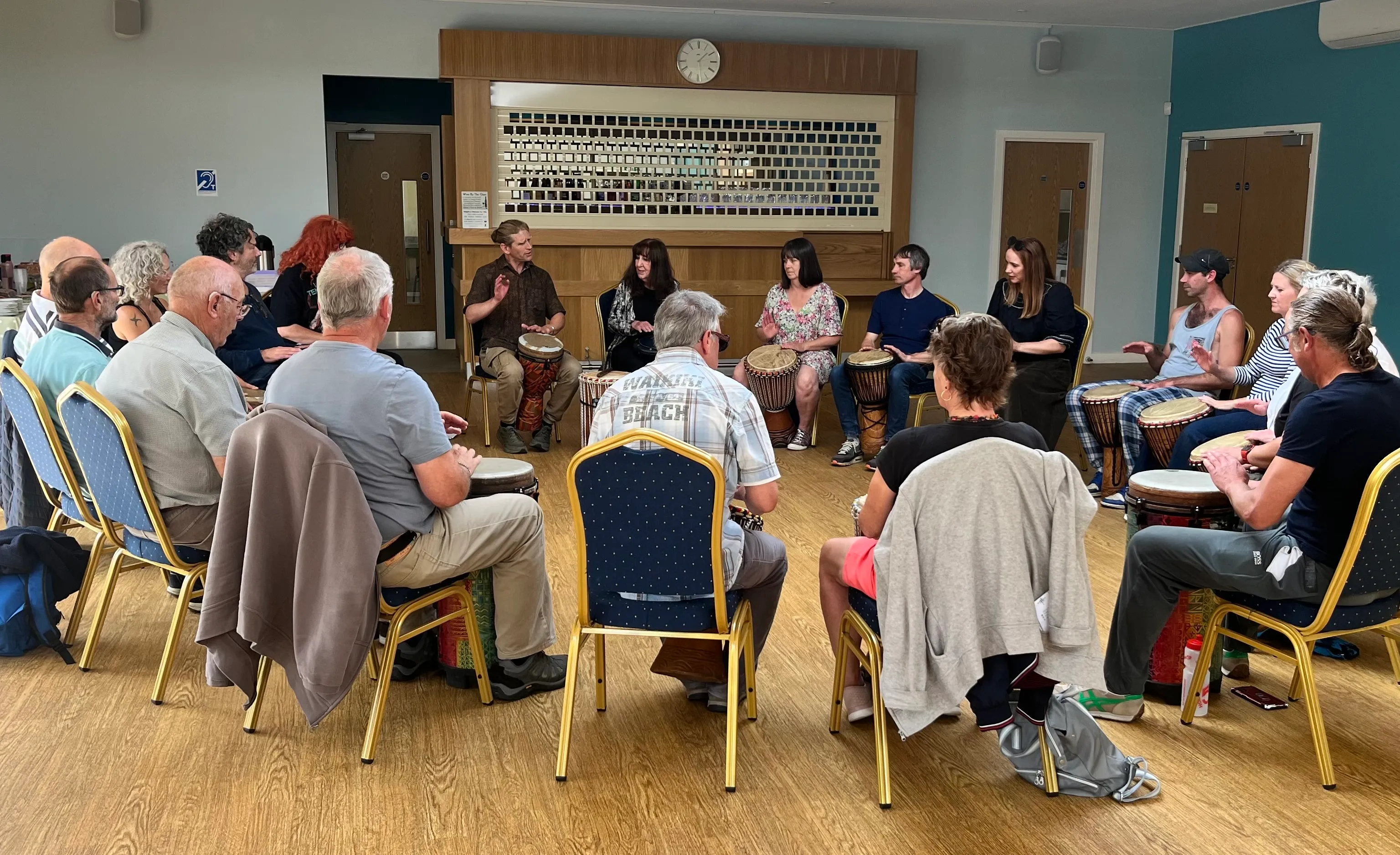 Blake performing on handpan